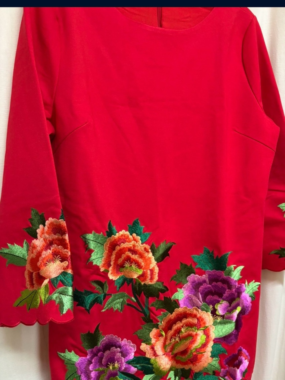 STYLEWE Red Dress with Multicolor Floral Embroidery - Picture 2 of 12